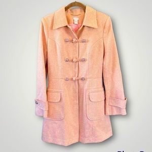 LUCCA BLU pea coat textured pink rhinestone crystals satin lined size 4